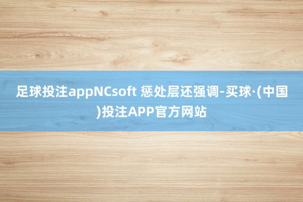 足球投注appNCsoft 惩处层还强调-买球·(中国)投注APP官方网站