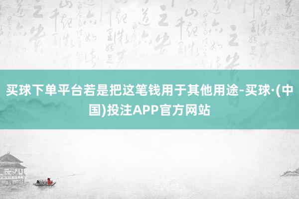 买球下单平台若是把这笔钱用于其他用途-买球·(中国)投注APP官方网站