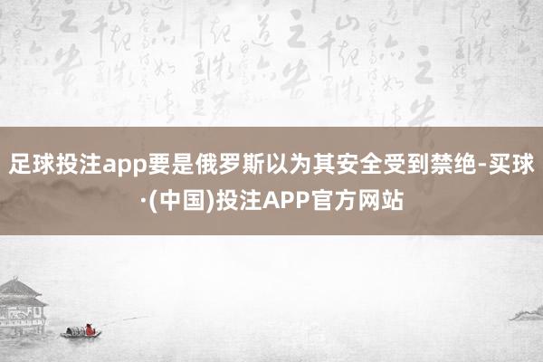 足球投注app要是俄罗斯以为其安全受到禁绝-买球·(中国)投注APP官方网站