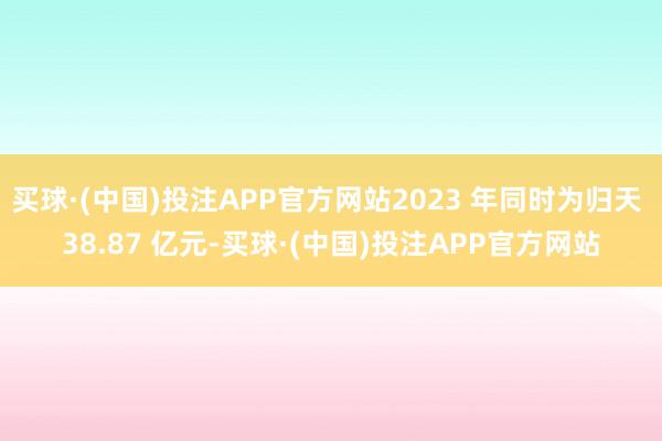 买球·(中国)投注APP官方网站2023 年同时为归天 38.87 亿元-买球·(中国)投注APP官方网站
