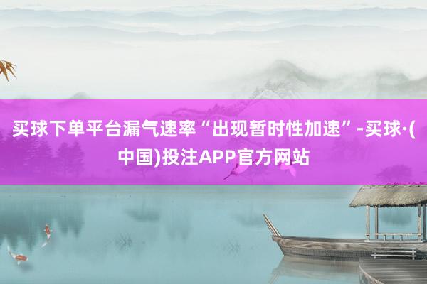 买球下单平台漏气速率“出现暂时性加速”-买球·(中国)投注APP官方网站
