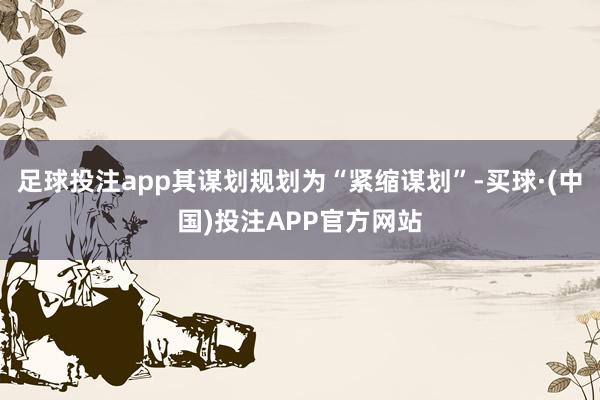 足球投注app其谋划规划为“紧缩谋划”-买球·(中国)投注APP官方网站