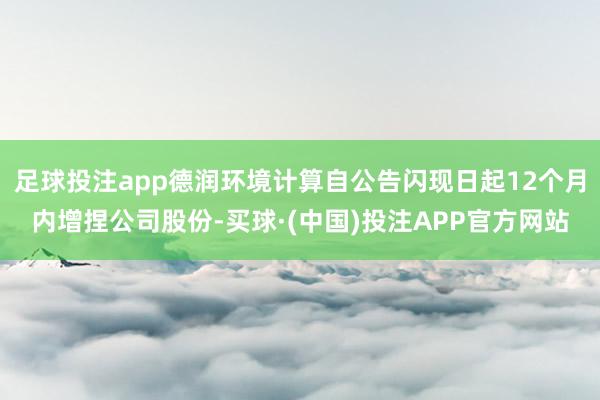 足球投注app德润环境计算自公告闪现日起12个月内增捏公司股份-买球·(中国)投注APP官方网站
