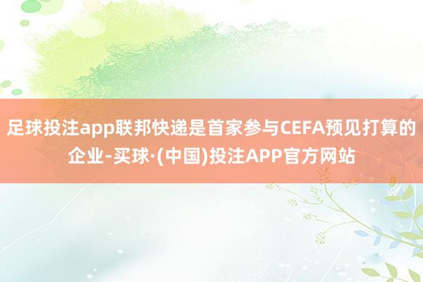 足球投注app联邦快递是首家参与CEFA预见打算的企业-买球·(中国)投注APP官方网站