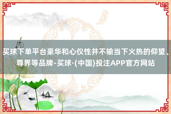 买球下单平台豪华和心仪性并不输当下火热的仰望、尊界等品牌-买球·(中国)投注APP官方网站
