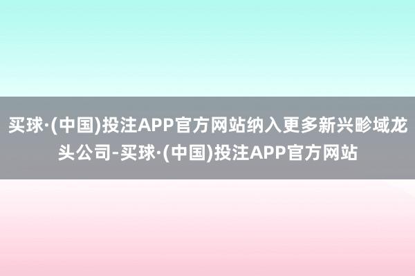 买球·(中国)投注APP官方网站纳入更多新兴畛域龙头公司-买球·(中国)投注APP官方网站