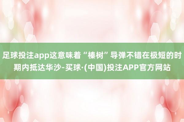 足球投注app这意味着“榛树”导弹不错在极短的时期内抵达华沙-买球·(中国)投注APP官方网站