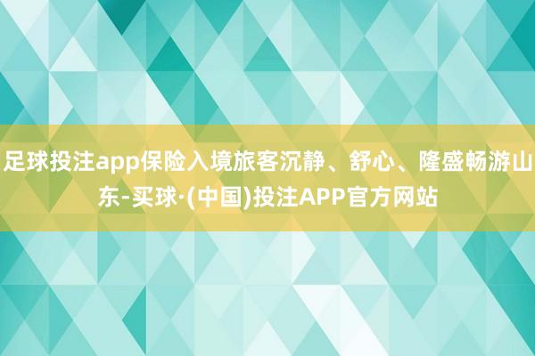 足球投注app保险入境旅客沉静、舒心、隆盛畅游山东-买球·(中国)投注APP官方网站