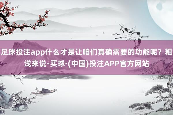 足球投注app什么才是让咱们真确需要的功能呢？粗浅来说-买球·(中国)投注APP官方网站