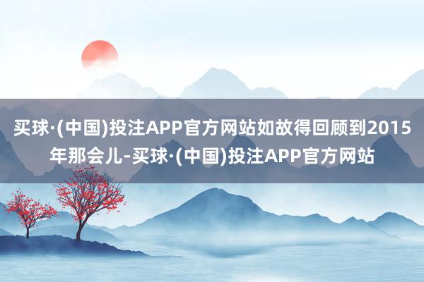 买球·(中国)投注APP官方网站如故得回顾到2015年那会儿-买球·(中国)投注APP官方网站