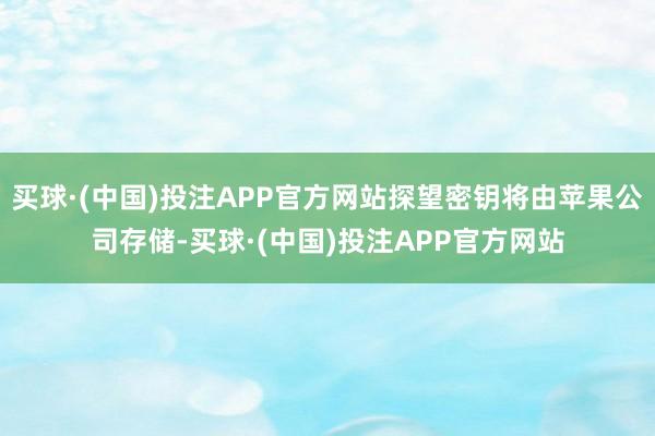 买球·(中国)投注APP官方网站探望密钥将由苹果公司存储-买球·(中国)投注APP官方网站