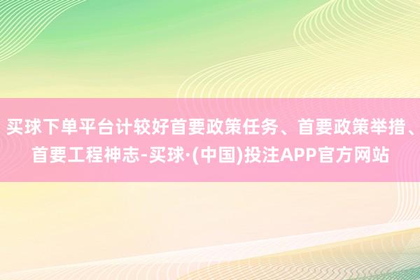 买球下单平台计较好首要政策任务、首要政策举措、首要工程神志-买球·(中国)投注APP官方网站