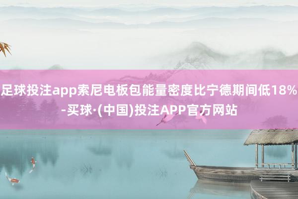 足球投注app索尼电板包能量密度比宁德期间低18%-买球·(中国)投注APP官方网站