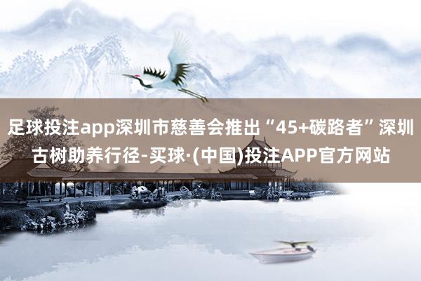 足球投注app深圳市慈善会推出“45+碳路者”深圳古树助养行径-买球·(中国)投注APP官方网站