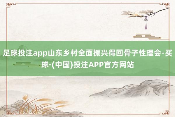 足球投注app山东乡村全面振兴得回骨子性理会-买球·(中国)投注APP官方网站
