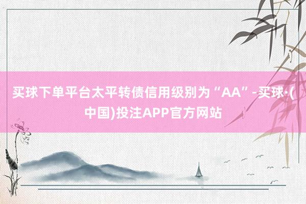 买球下单平台太平转债信用级别为“AA”-买球·(中国)投注APP官方网站
