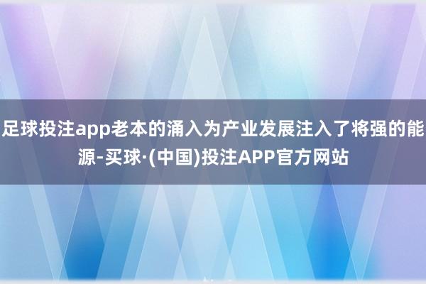 足球投注app老本的涌入为产业发展注入了将强的能源-买球·(中国)投注APP官方网站