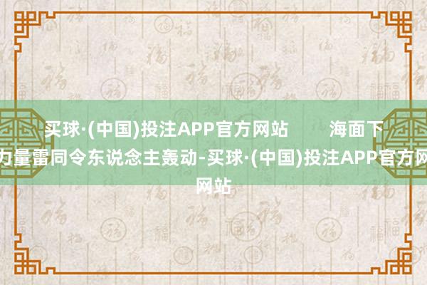 买球·(中国)投注APP官方网站        海面下的力量雷同令东说念主轰动-买球·(中国)投注APP官方网站