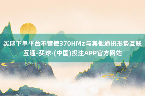 买球下单平台不错使370HMz与其他通讯形势互联互通-买球·(中国)投注APP官方网站