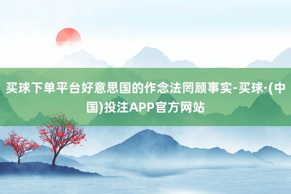 买球下单平台好意思国的作念法罔顾事实-买球·(中国)投注APP官方网站