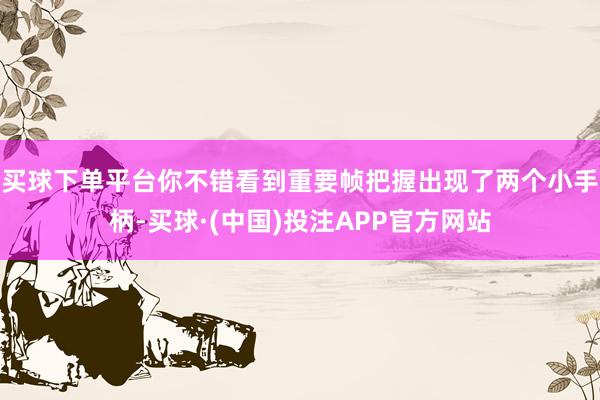 买球下单平台你不错看到重要帧把握出现了两个小手柄-买球·(中国)投注APP官方网站
