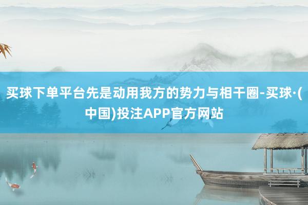买球下单平台先是动用我方的势力与相干圈-买球·(中国)投注APP官方网站
