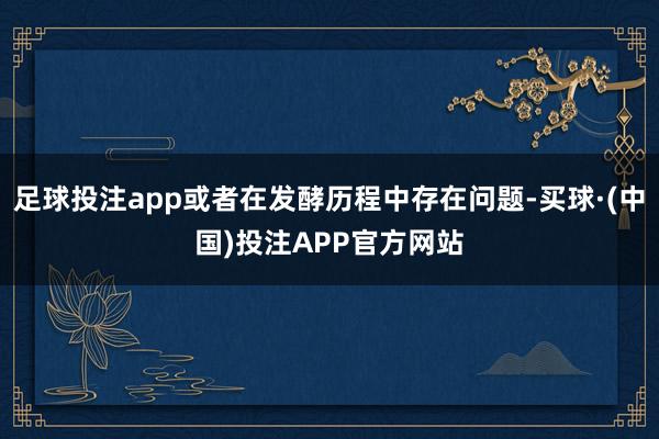 足球投注app或者在发酵历程中存在问题-买球·(中国)投注APP官方网站