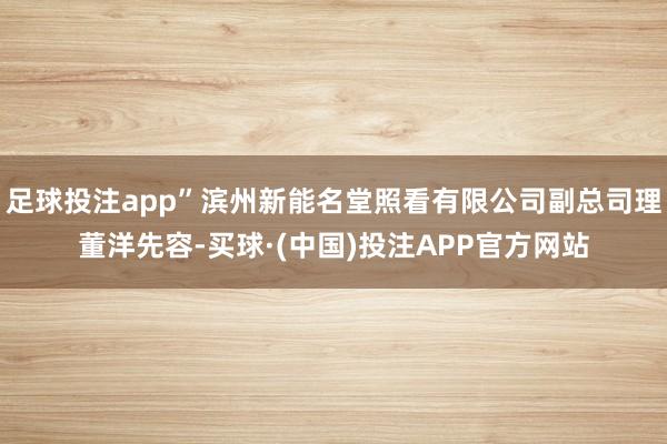 足球投注app”滨州新能名堂照看有限公司副总司理董洋先容-买球·(中国)投注APP官方网站