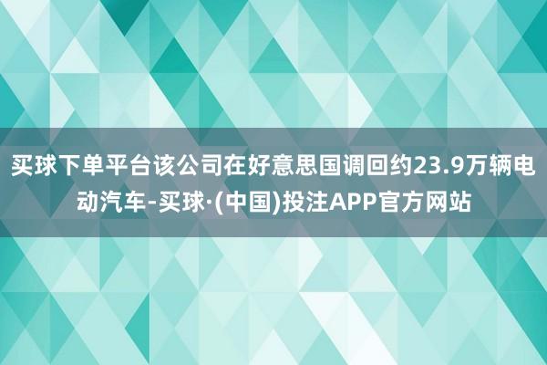 买球下单平台该公司在好意思国调回约23.9万辆电动汽车-买球·(中国)投注APP官方网站