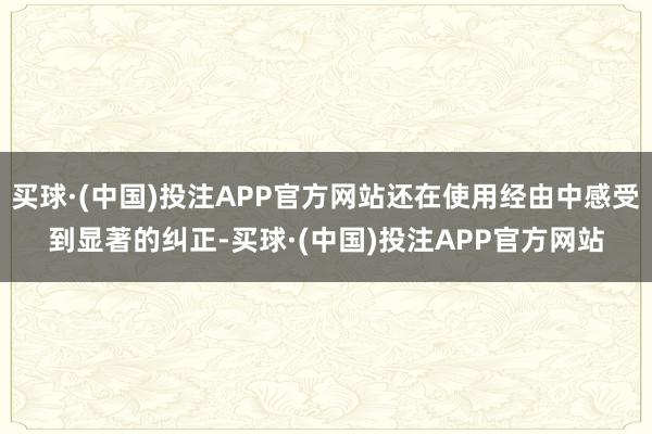 买球·(中国)投注APP官方网站还在使用经由中感受到显著的纠正-买球·(中国)投注APP官方网站