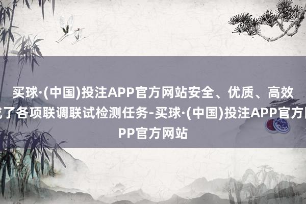 买球·(中国)投注APP官方网站安全、优质、高效完成了各项联调联试检测任务-买球·(中国)投注APP官方网站