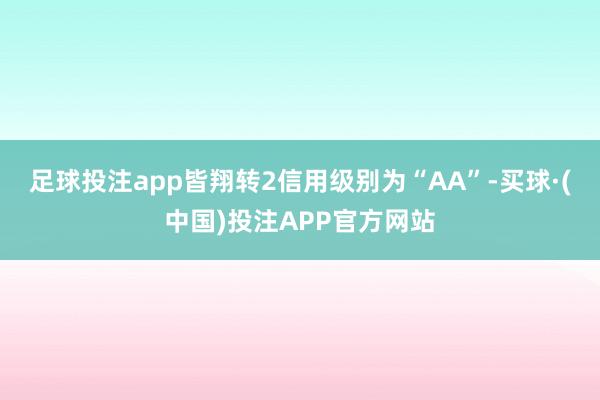 足球投注app皆翔转2信用级别为“AA”-买球·(中国)投注APP官方网站
