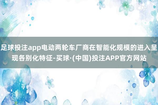 足球投注app电动两轮车厂商在智能化规模的进入呈现各别化特征-买球·(中国)投注APP官方网站